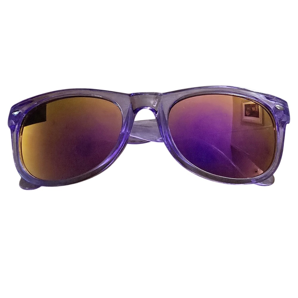 Kid's Square Sunglasses Purple Plastic Frame Purple Mirrored Reflective Lenses